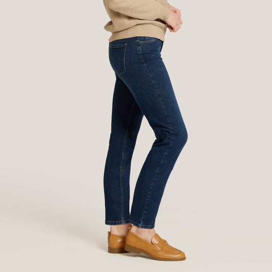 Logan Mid Rise Slim Straight Jeans Dark Blue Slim Straight jeans