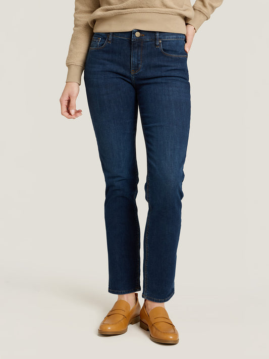 Logan Mid Rise Slim Straight Jeans Dark Blue Slim Straight jeans