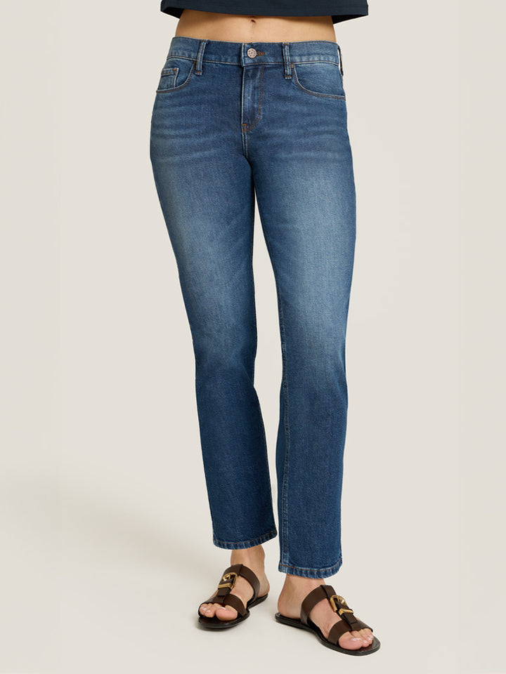 Mid Rise Slim Straight Ridge jeans, front view