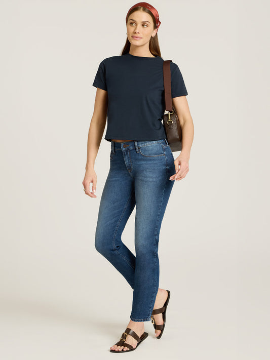 Mid Rise Slim Straight Ridge Jeans Medium Blue Slim Straight jeans