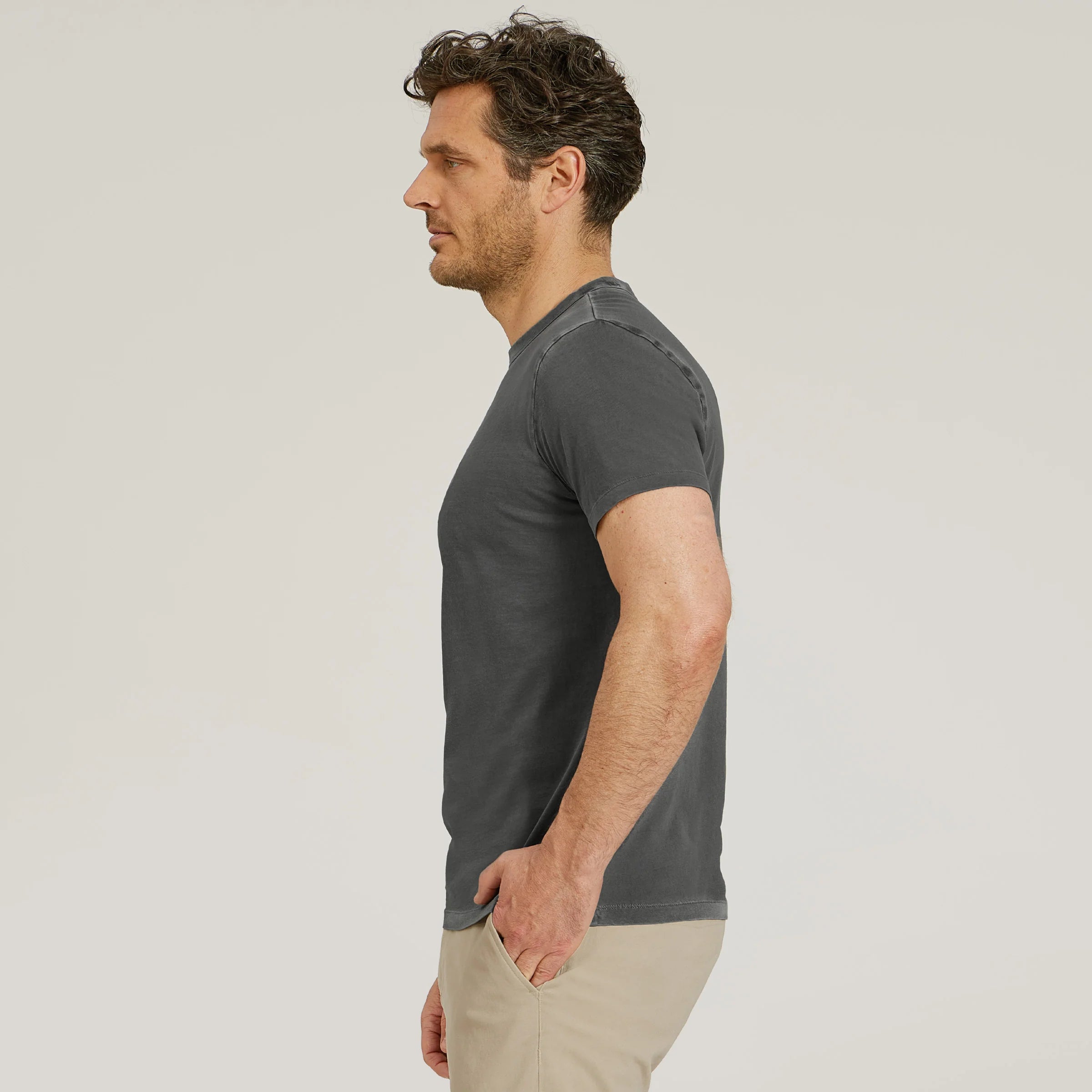 Men wearing Pistacho Classic Crew Driggs Tee