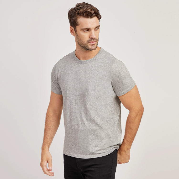 Men wearing Heather Gray Classic Crew Driggs Tee