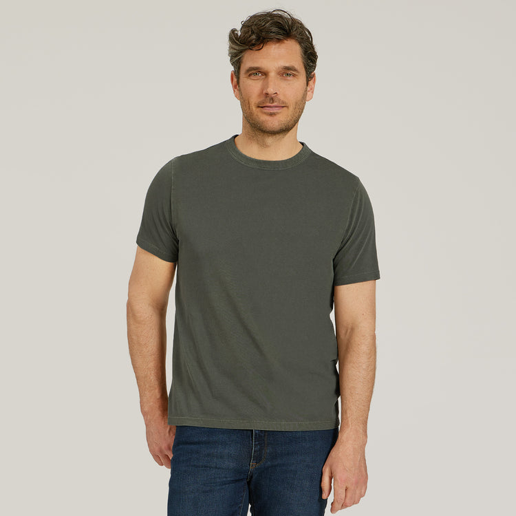 Men wearing Vintage Military Green Classic Crew Driggs Tee