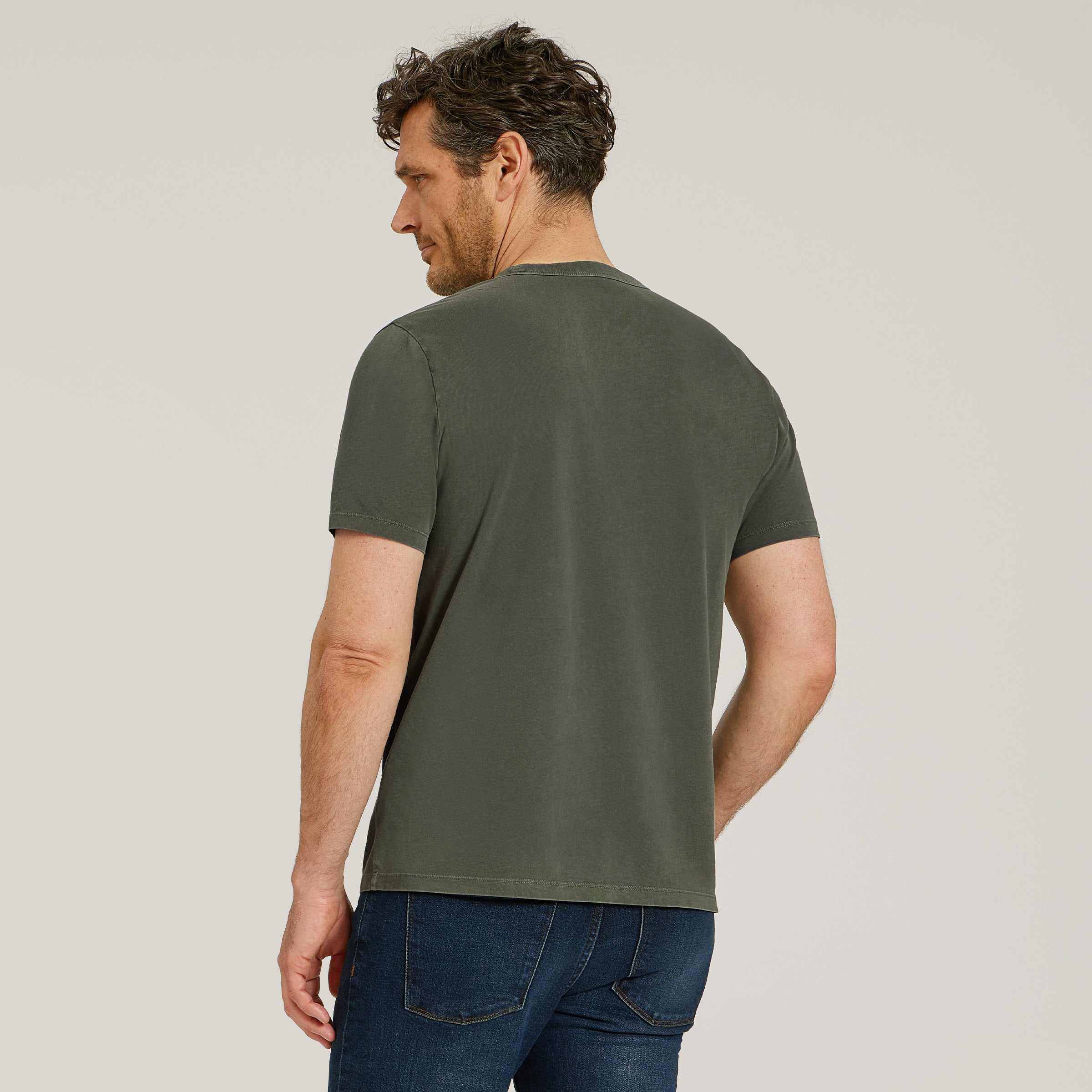 Men wearing Vintage Military Green Classic Crew Driggs Tee