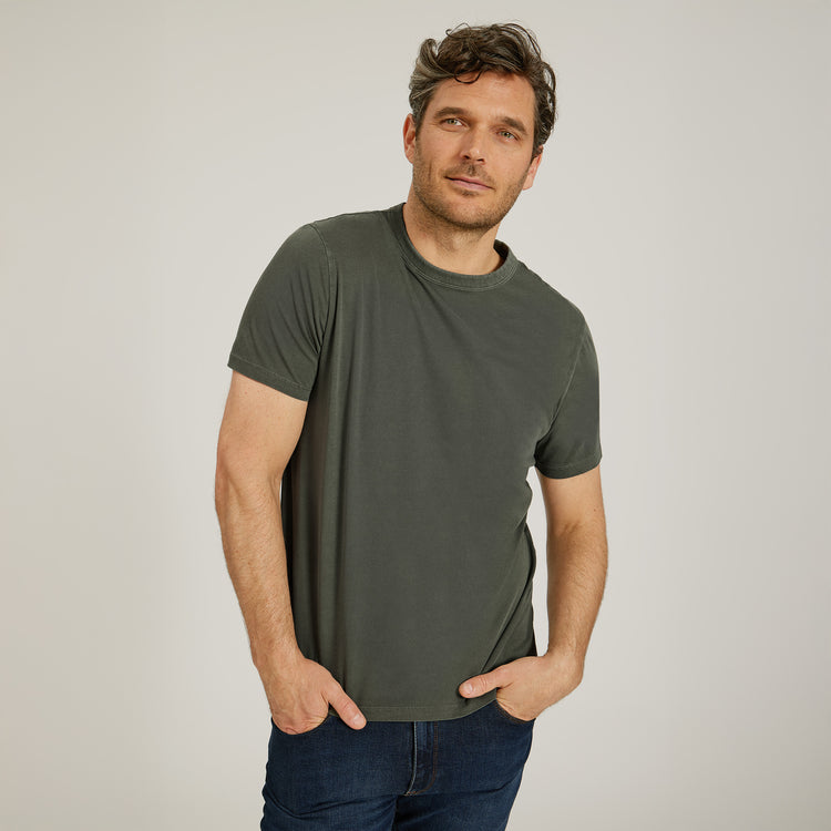 Men wearing Vintage Military Green Classic Crew Driggs Tee