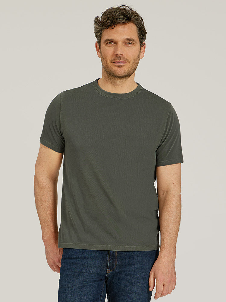 Men wearing Vintage Military Green Classic Crew Driggs Tee
