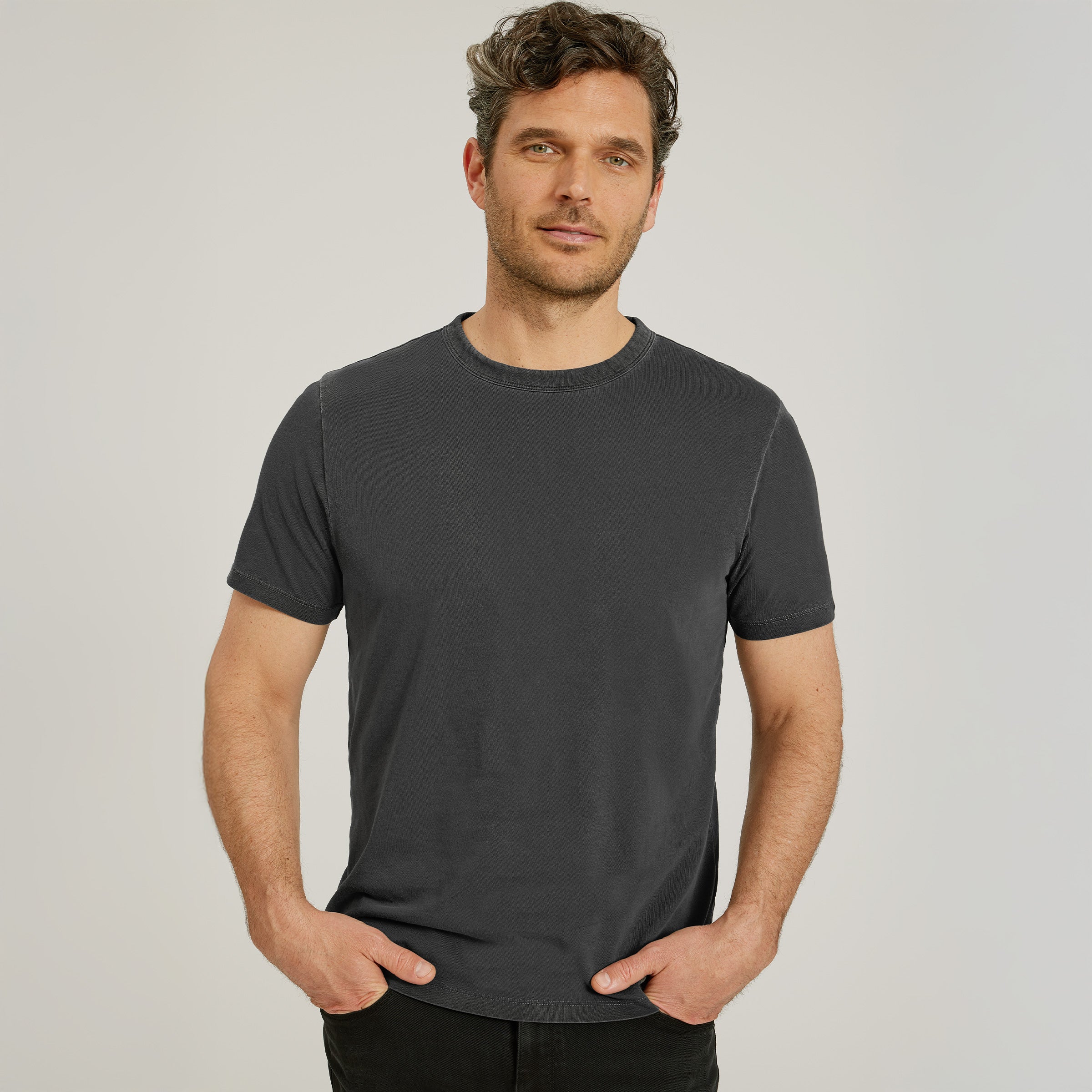 Men wearing Vintage Graphite Classic Crew Driggs Tee