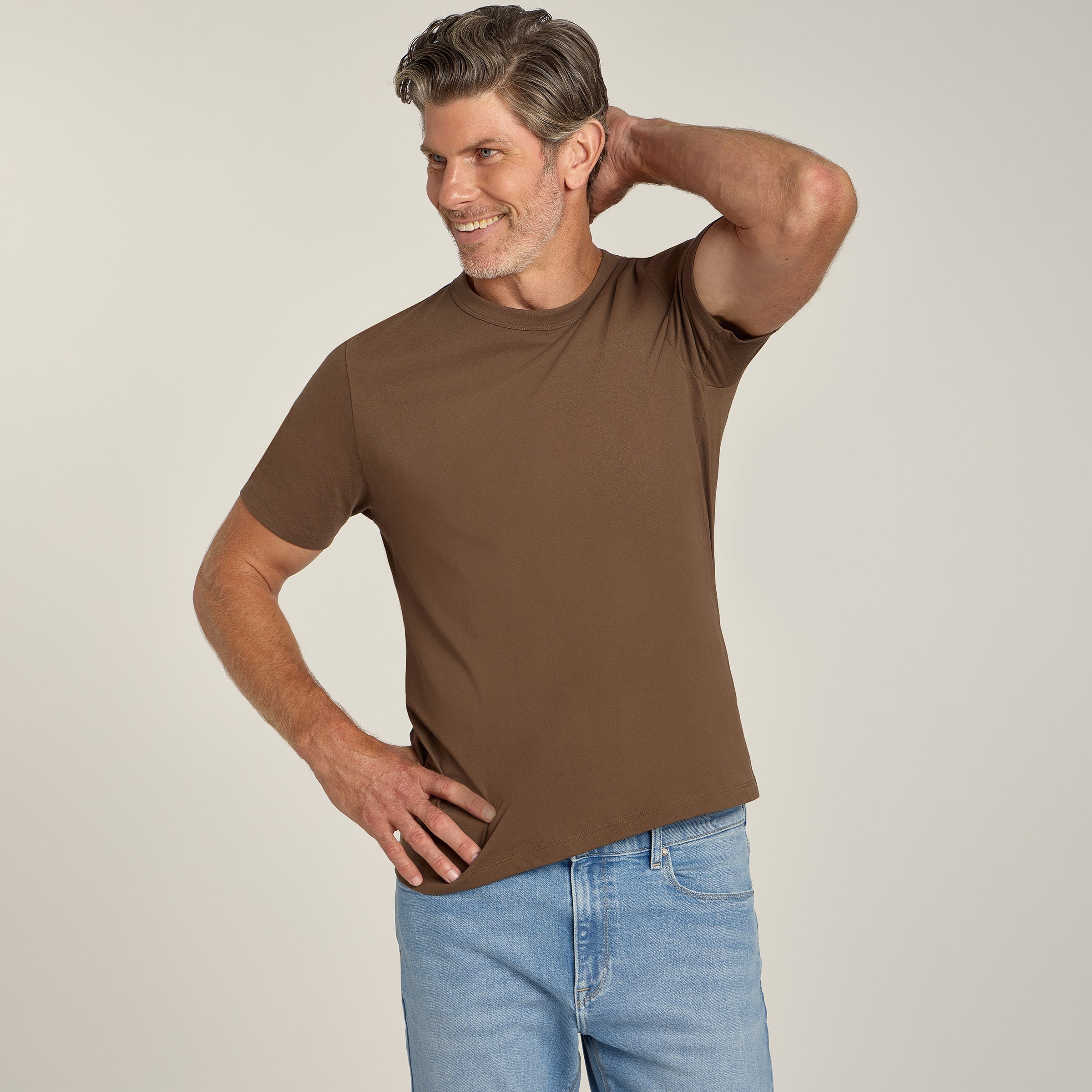 Men wearing Walnut Classic Crew Driggs Tee