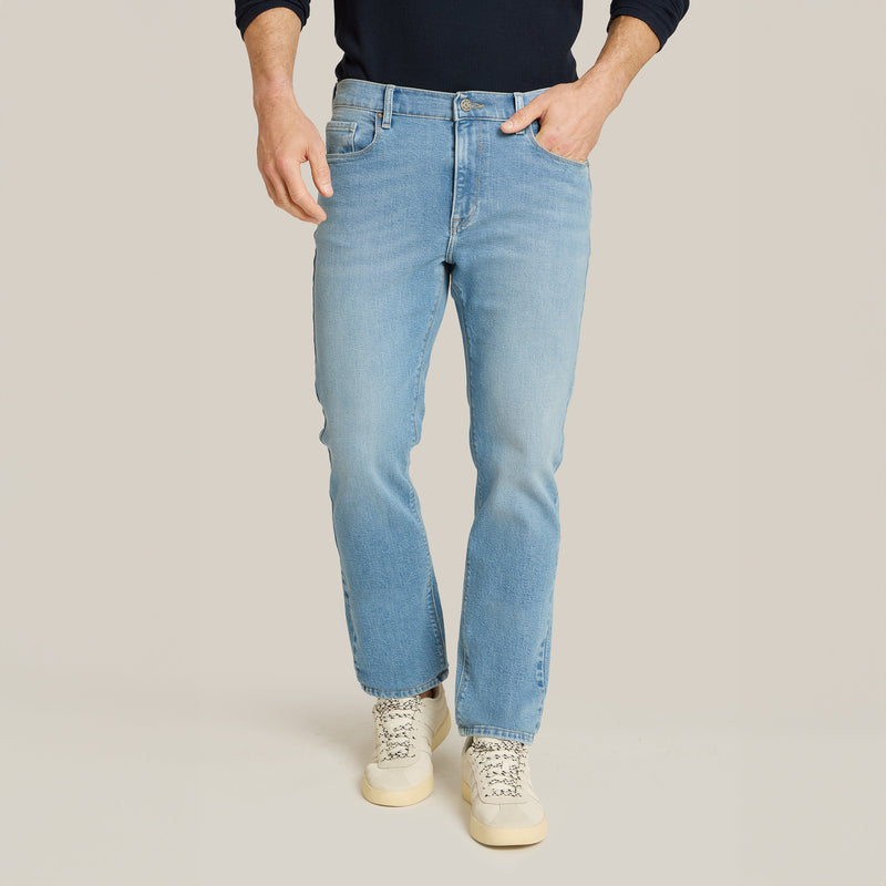 Men wearing Pale Indigo All Blue Jeans jeans