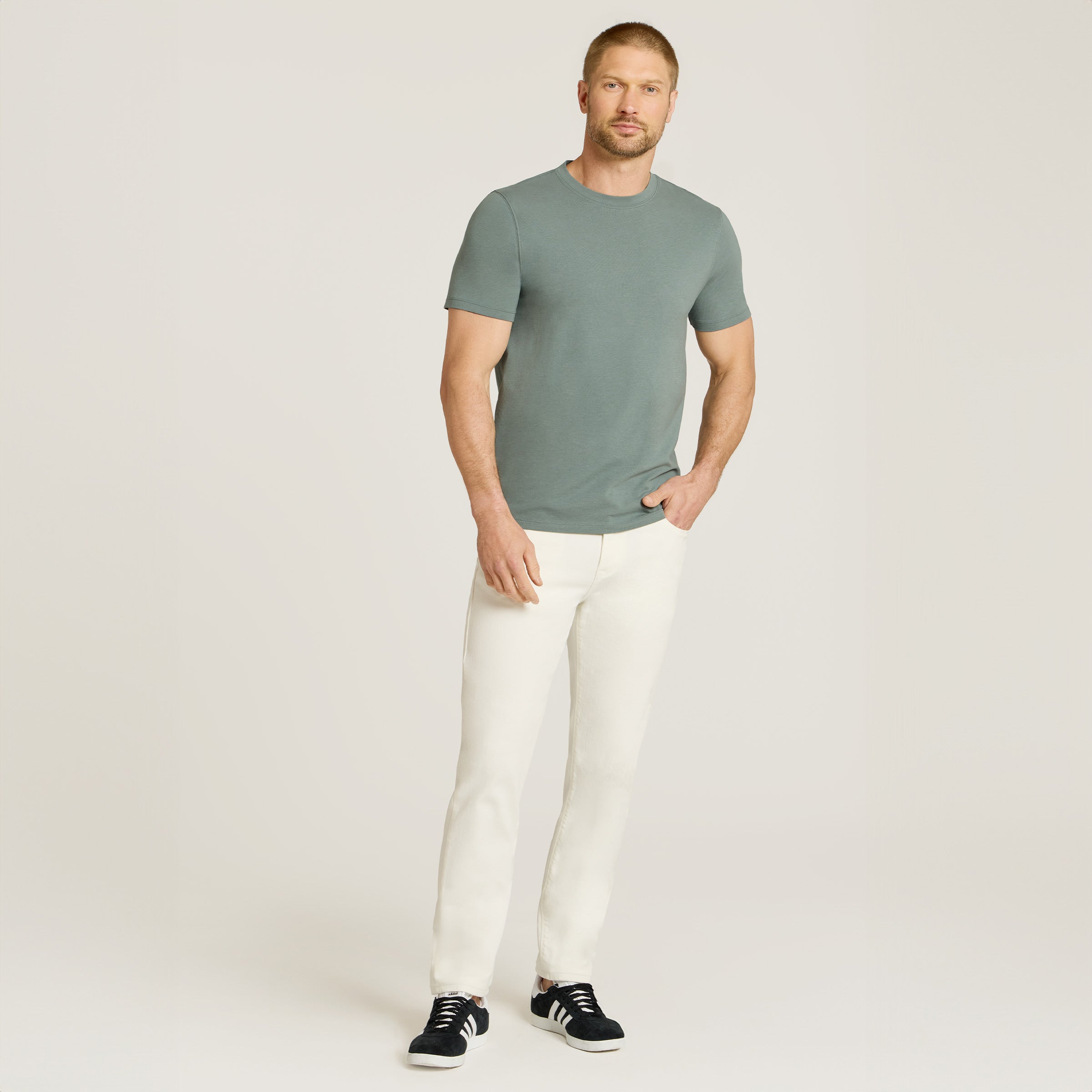 Men wearing White Slim Lloyd Jeans