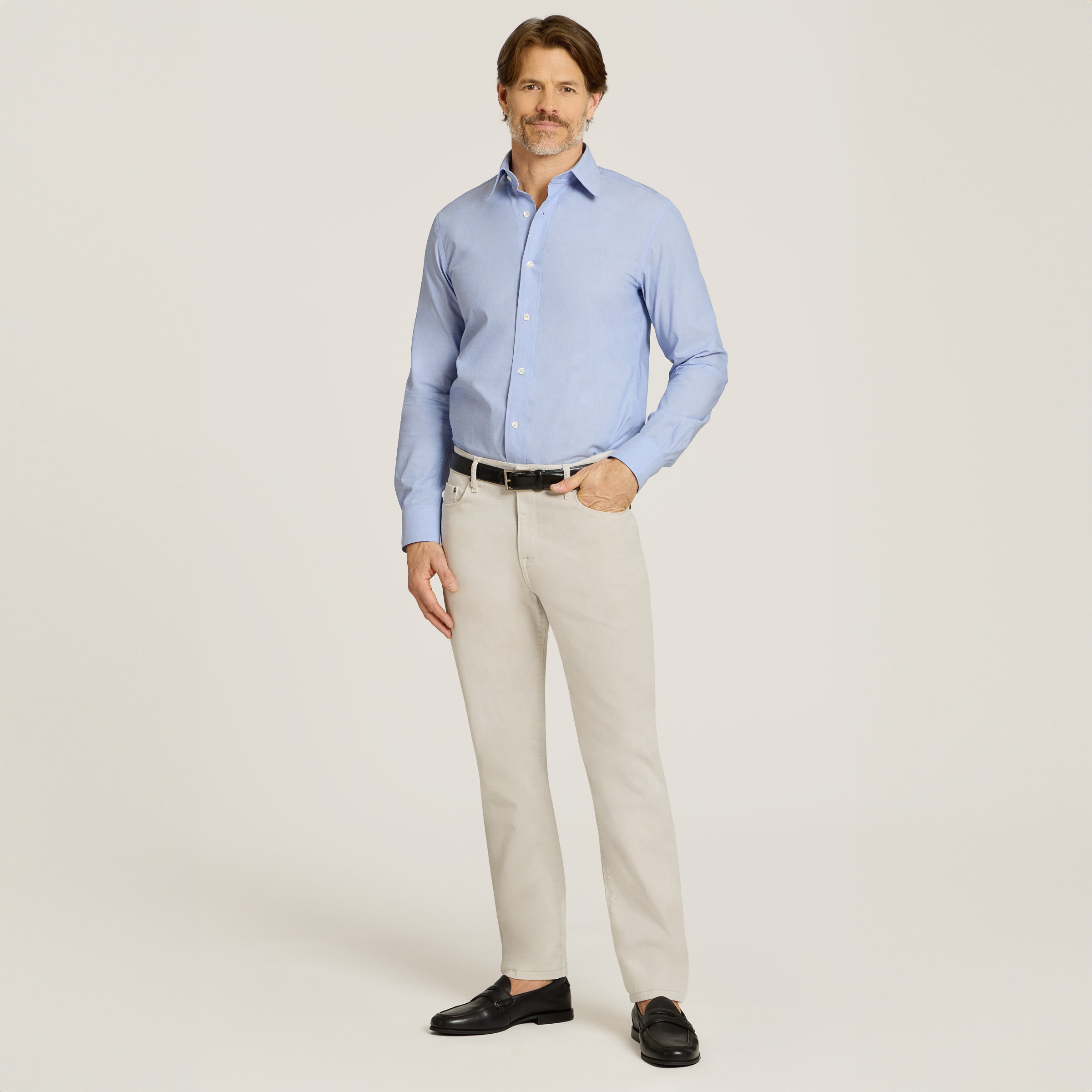 Men wearing Chalk Slim Mercer Jeans