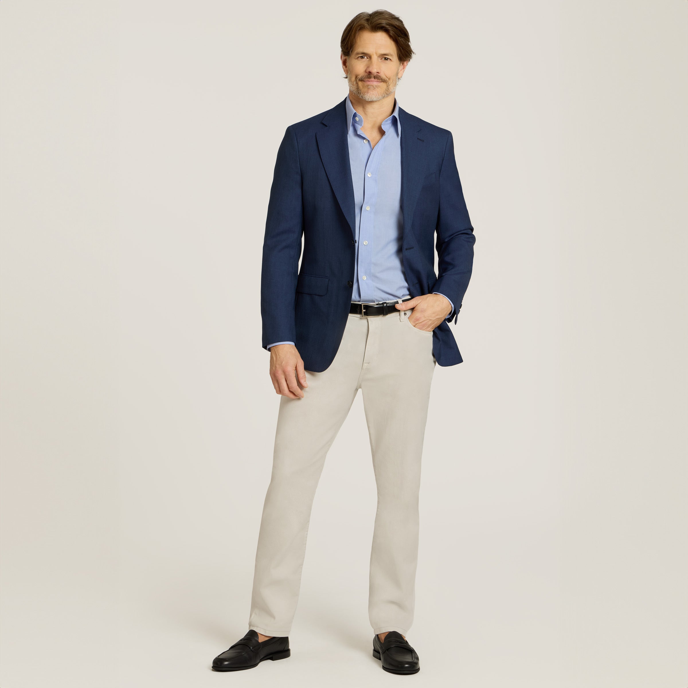 Men wearing Chalk Slim Mercer Jeans
