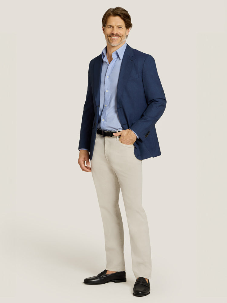 Men wearing Chalk Slim Mercer Jeans