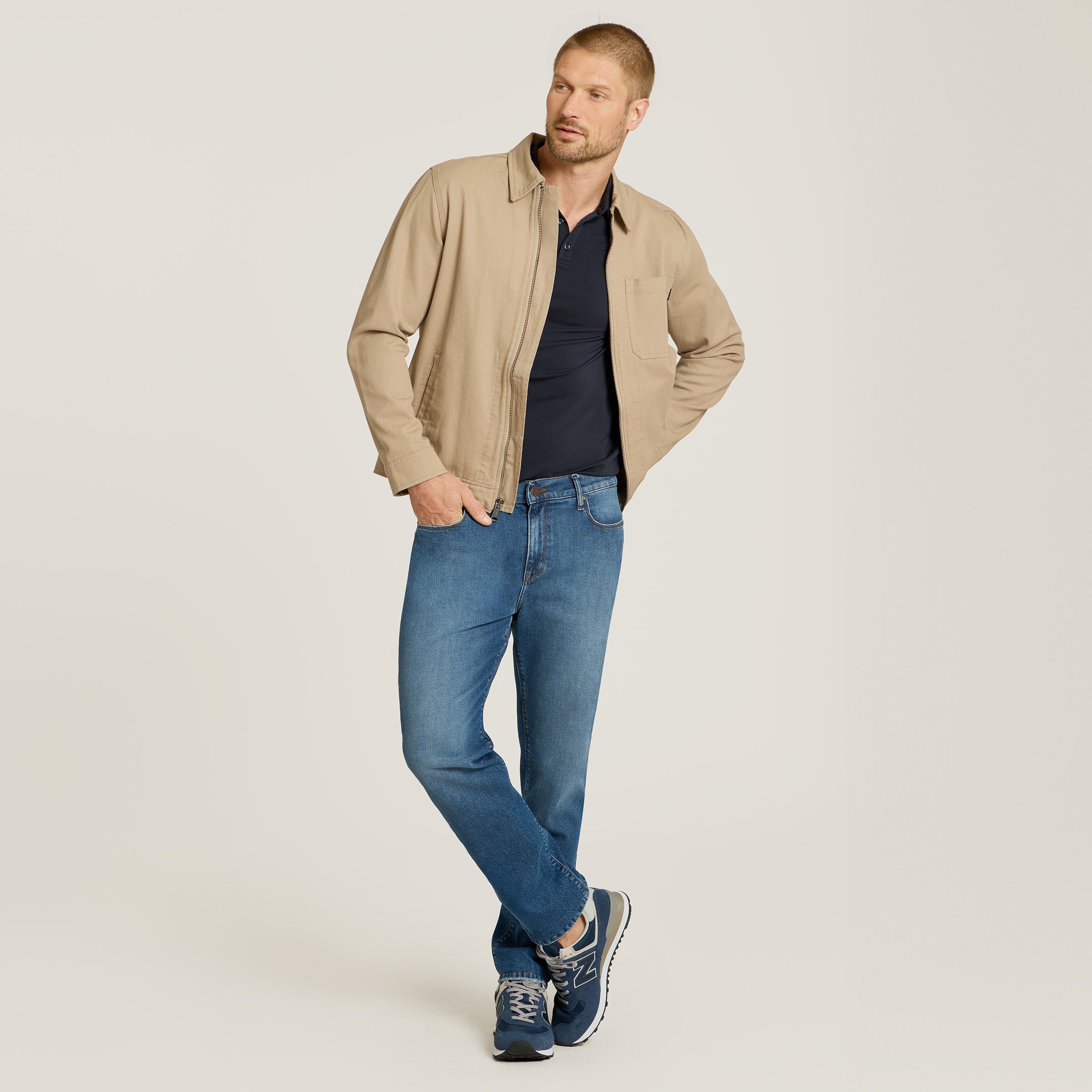 Men wearing Light/Medium Blue Slim Ridge Jeans