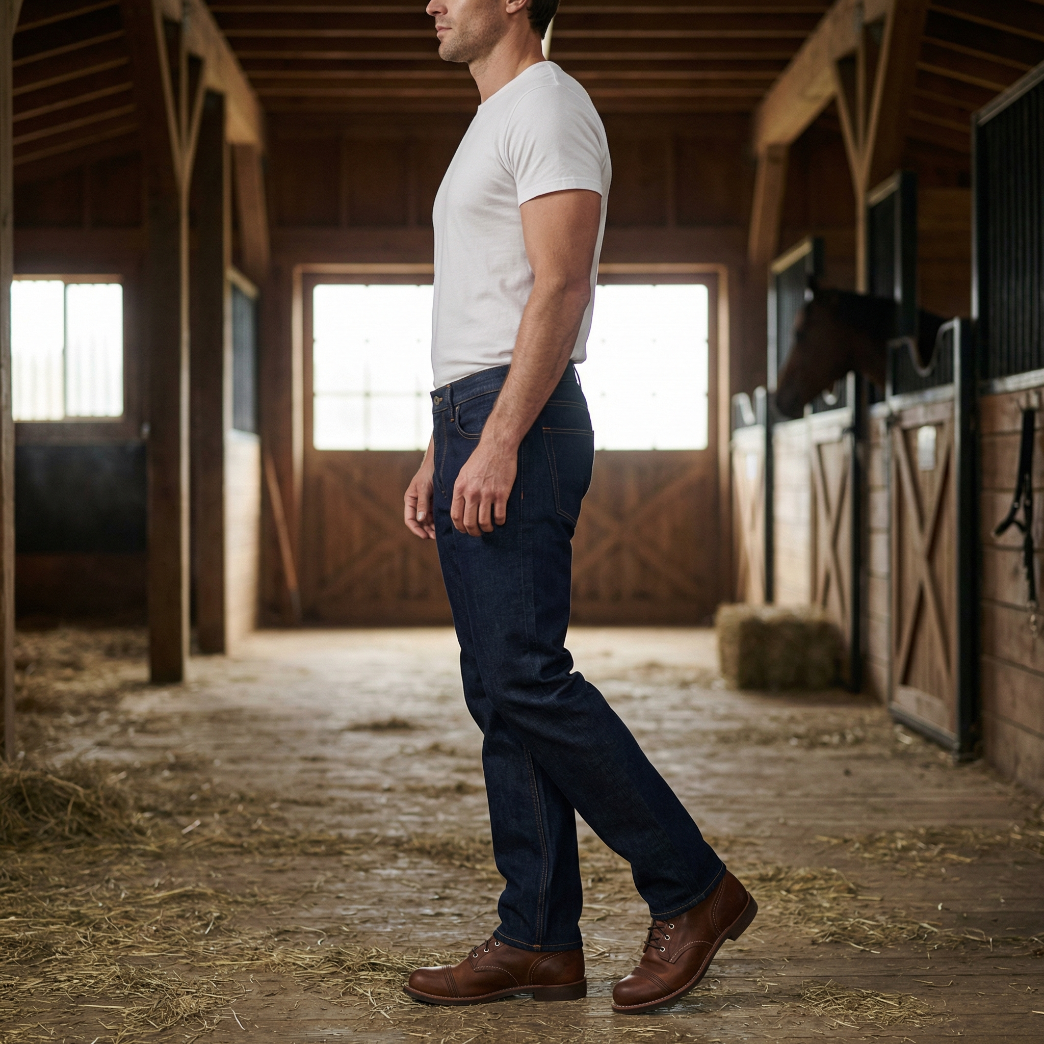 Men wearing Dark Blue Straight Crosby Jeans