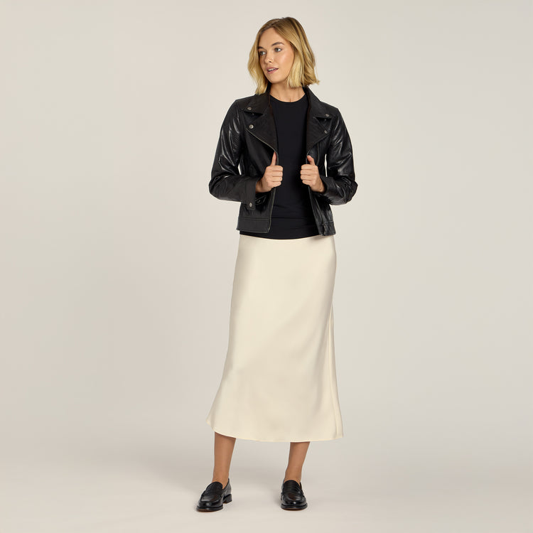 Women wearing Black Second Skin Crew Tee