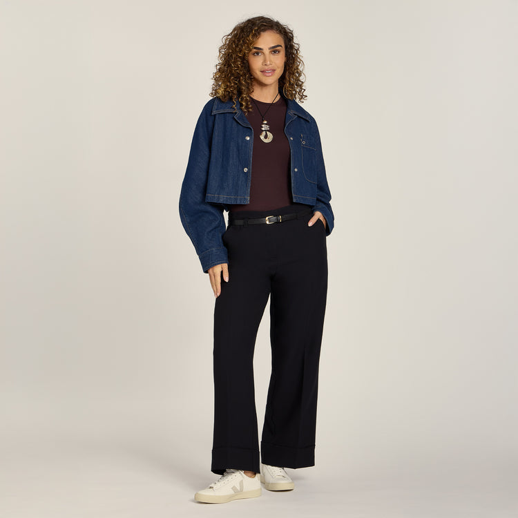 Women wearing Espresso Second Skin Crew Tee