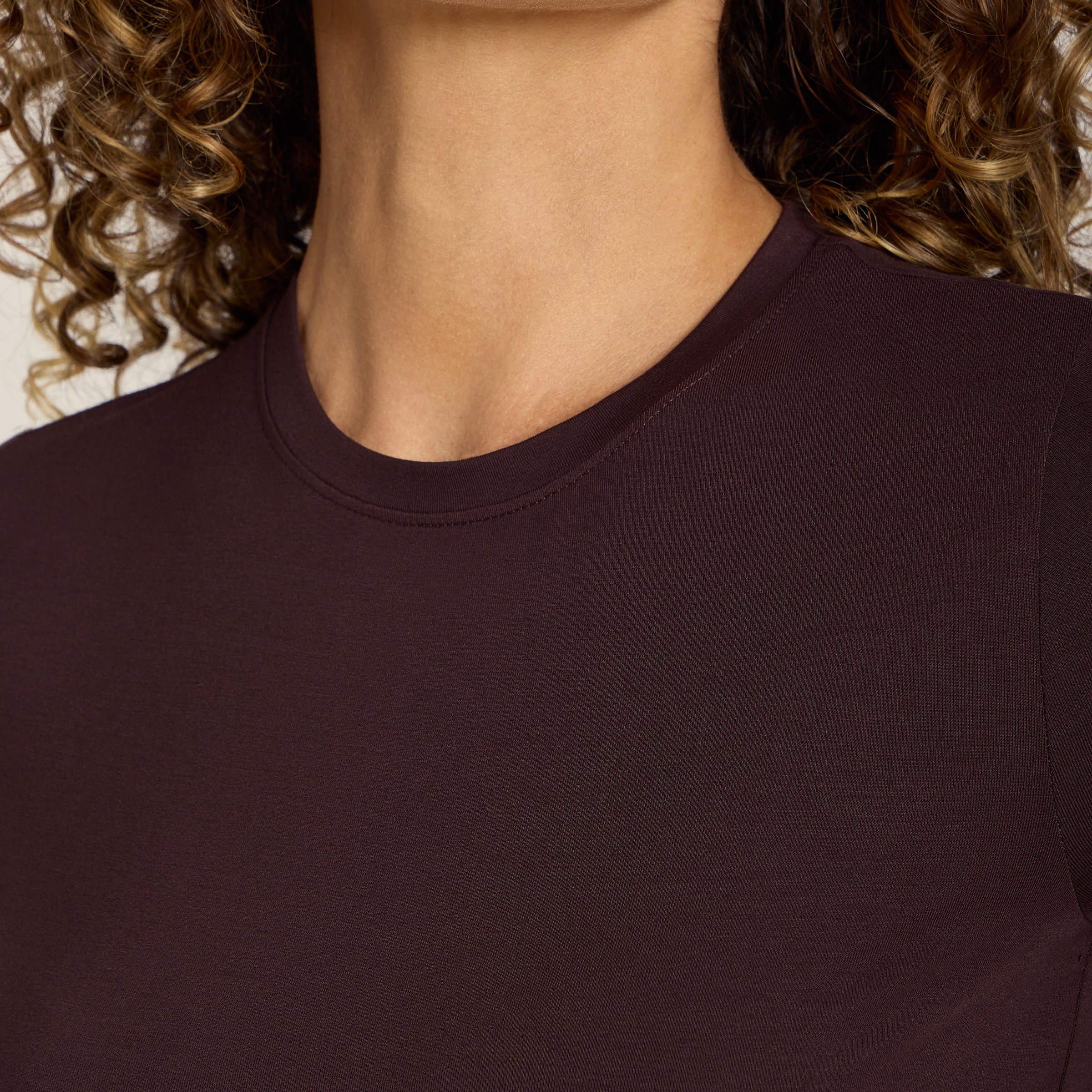 Women wearing Espresso Second Skin Crew Tee