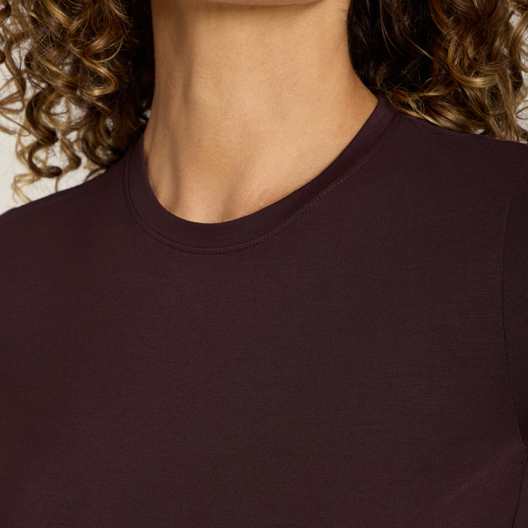 Women wearing Espresso Second Skin Crew Tee