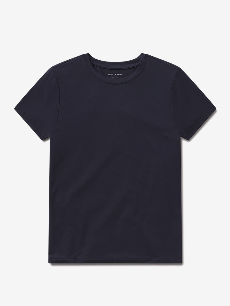 Women wearing Navy Second Skin Crew Tee