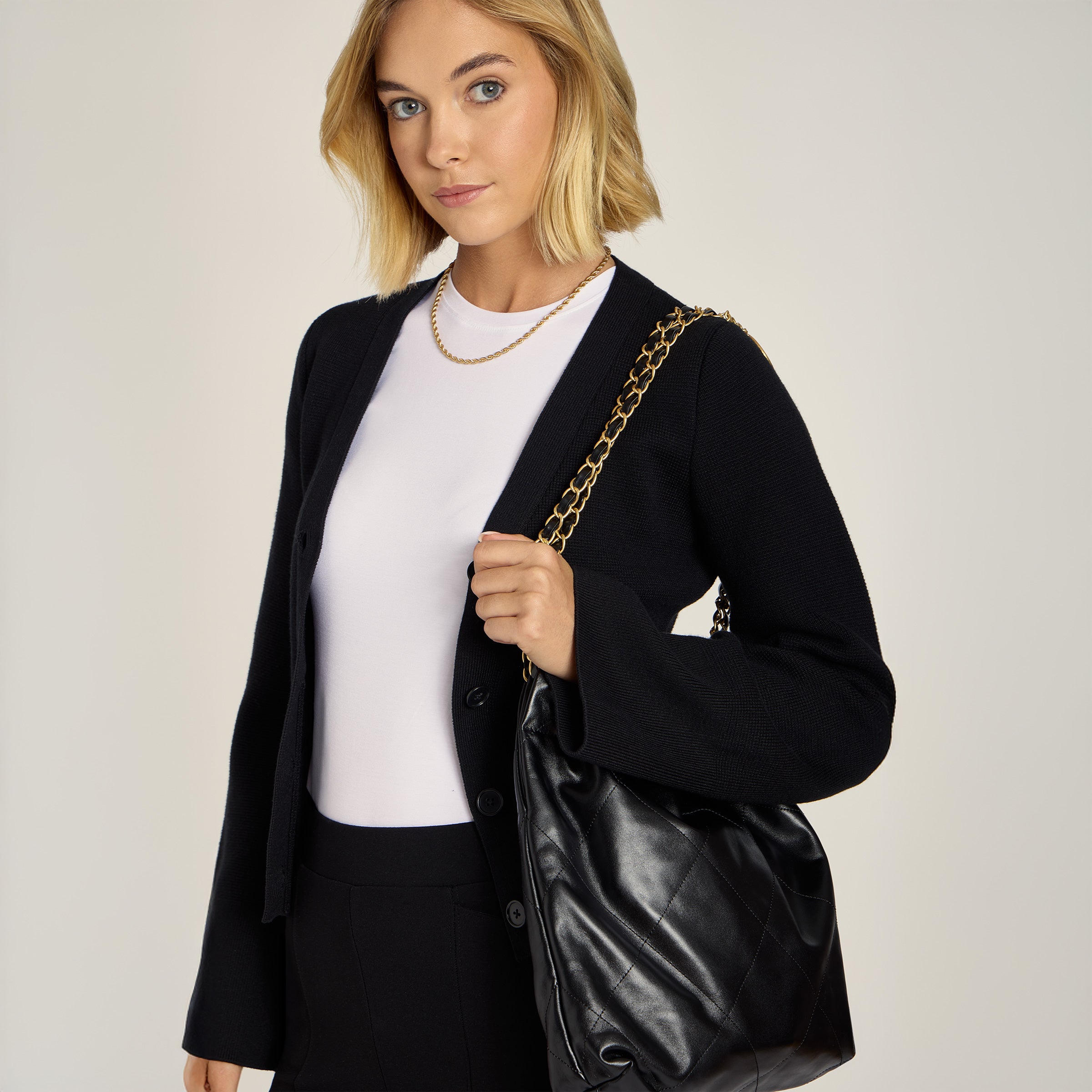 Women wearing White Second Skin Crew Tee