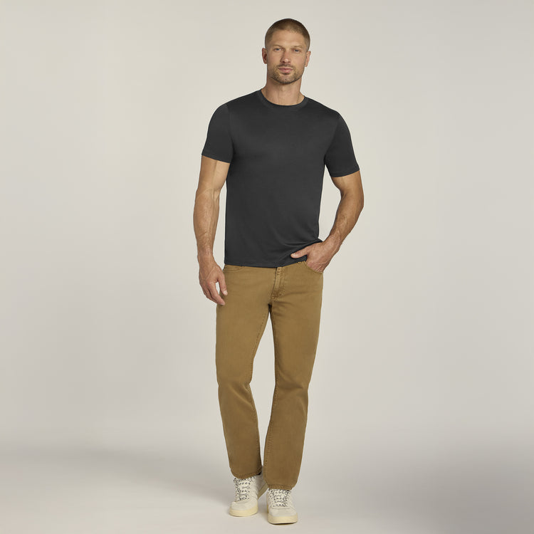 Men wearing Black Heather Tech Tee