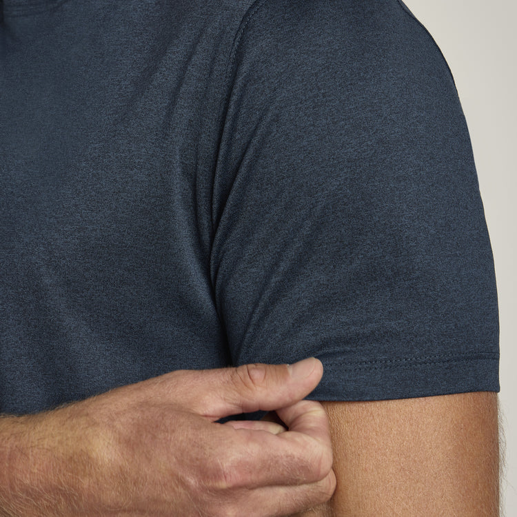 Men wearing Teal Heather Tech Tee