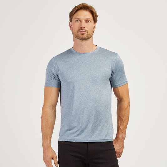 Tech Tee Sky Blue Heather Crew tees