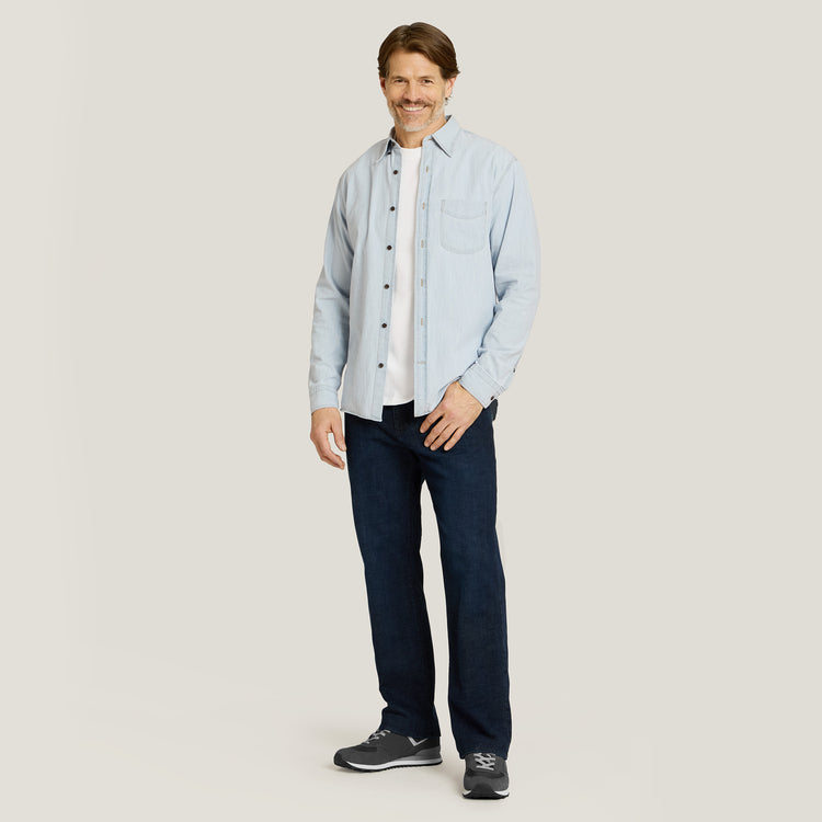 Men wearing Medium/Dark Blue Straight Crosby Jeans
