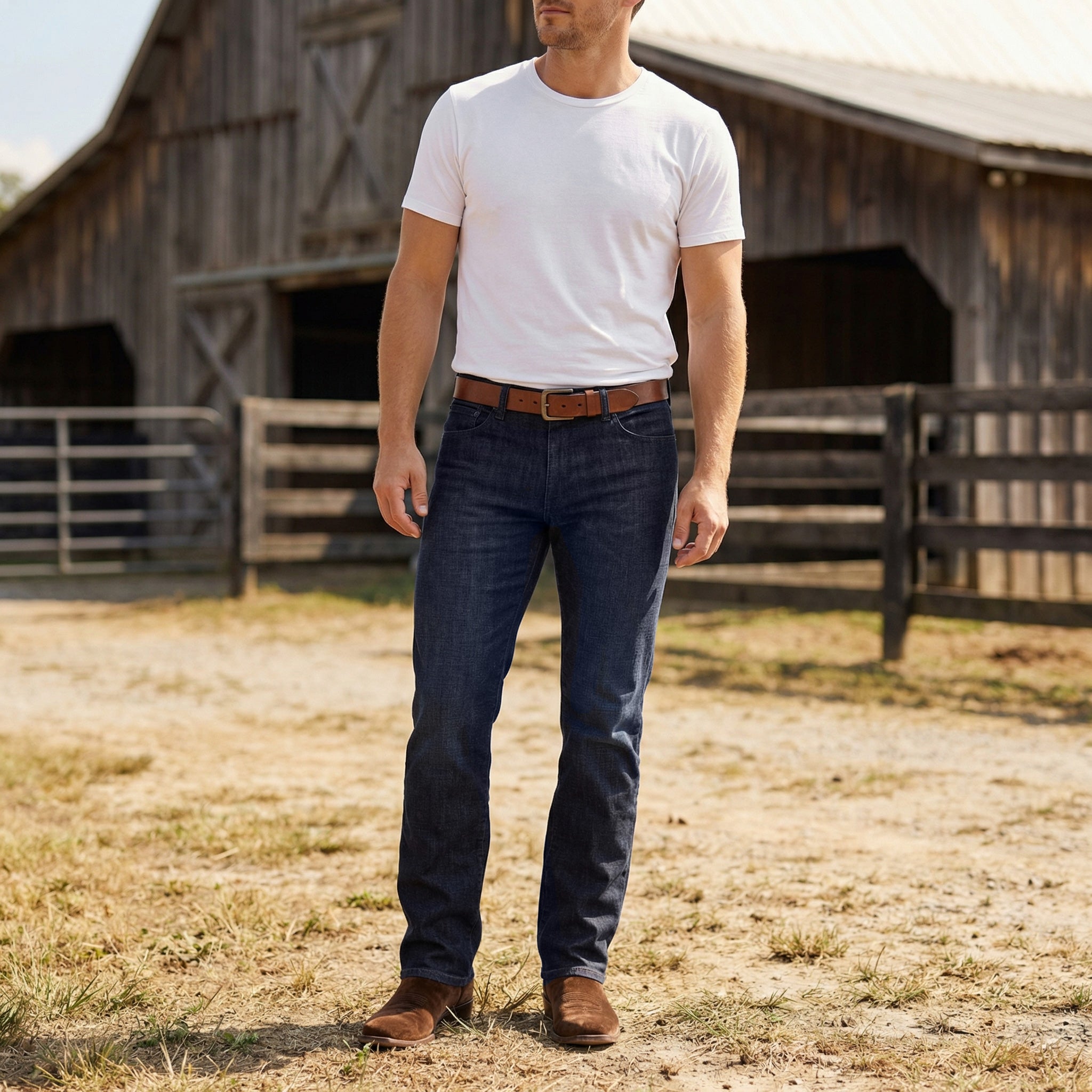 Men wearing Medium/Dark Blue Straight Crosby Jeans
