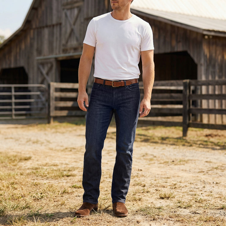 Men wearing Medium/Dark Blue Straight Crosby Jeans