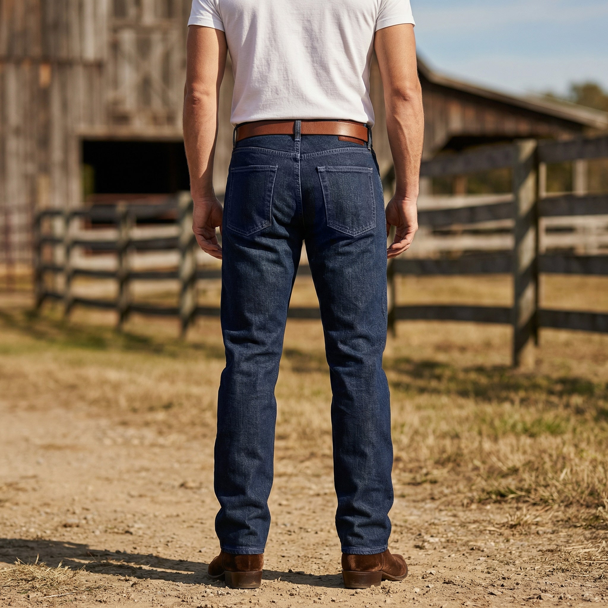 Men wearing Medium/Dark Blue Straight Crosby Jeans