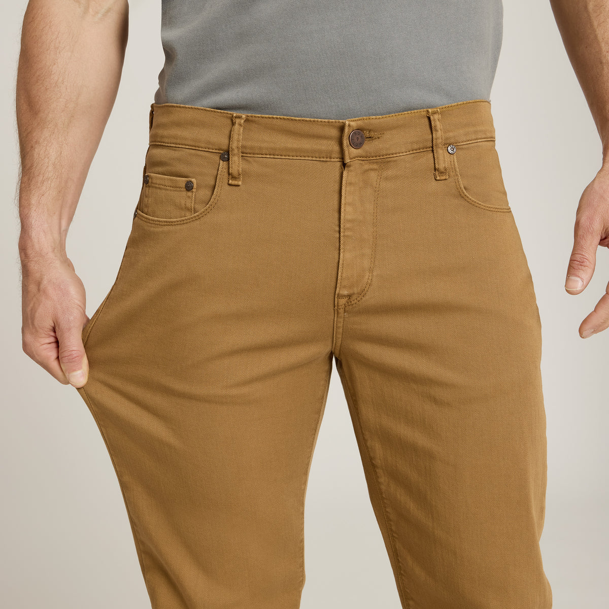 Men wearing Khaki Straight Mercer Jeans
