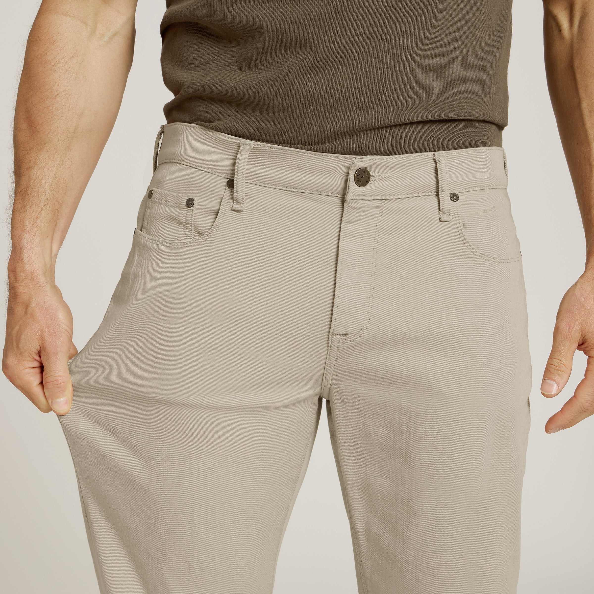 Men wearing Light Khaki Straight Mercer Jeans