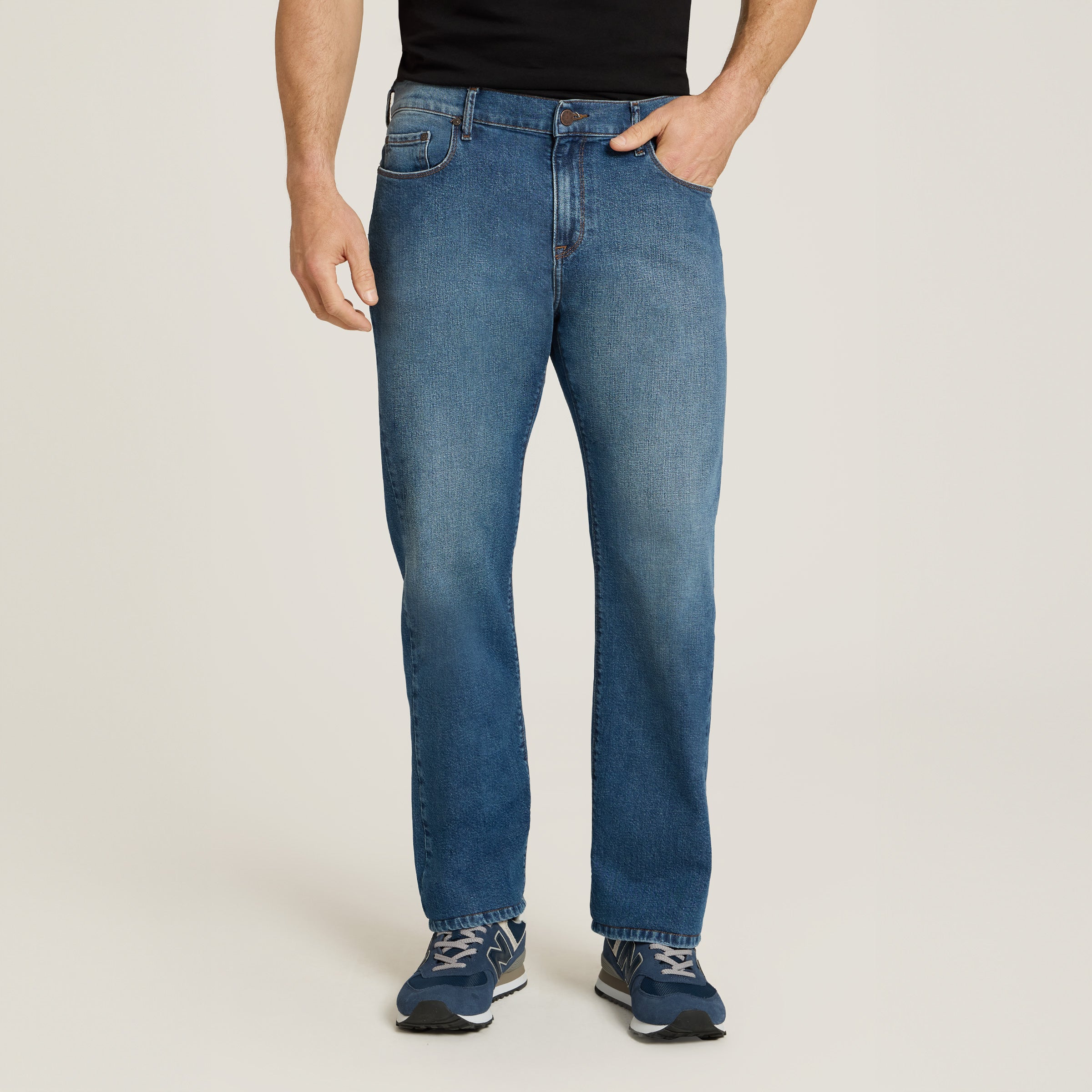 Men wearing Light/Medium Blue Straight Ridge Jeans