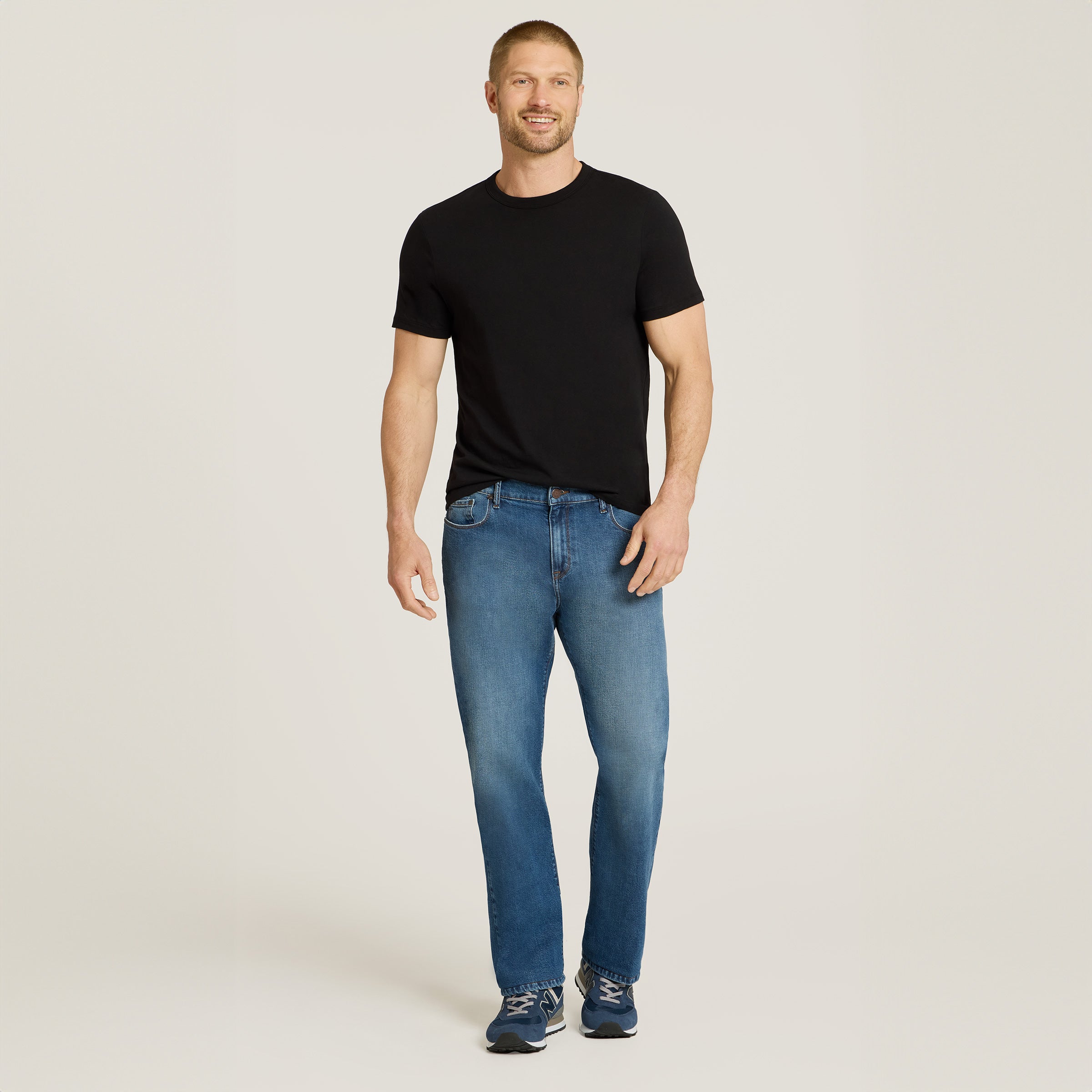 Men wearing Light/Medium Blue Straight Ridge Jeans