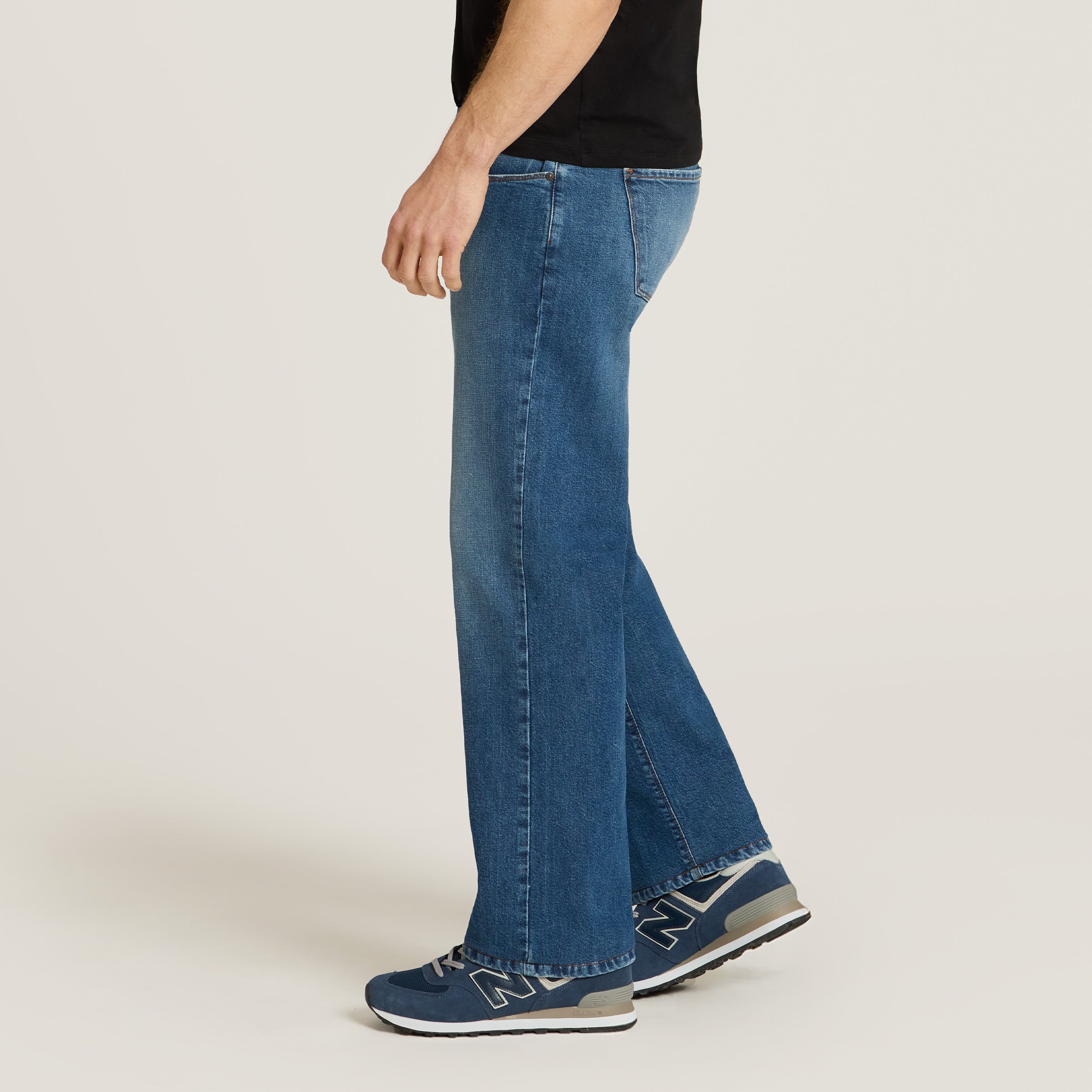 Men wearing Light/Medium Blue Straight Ridge Jeans