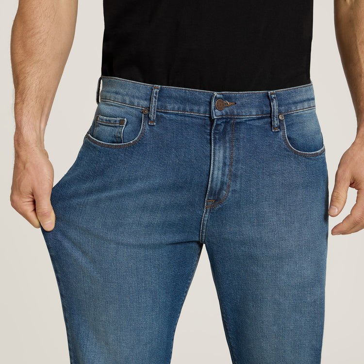 Men wearing Light/Medium Blue Straight Ridge Jeans