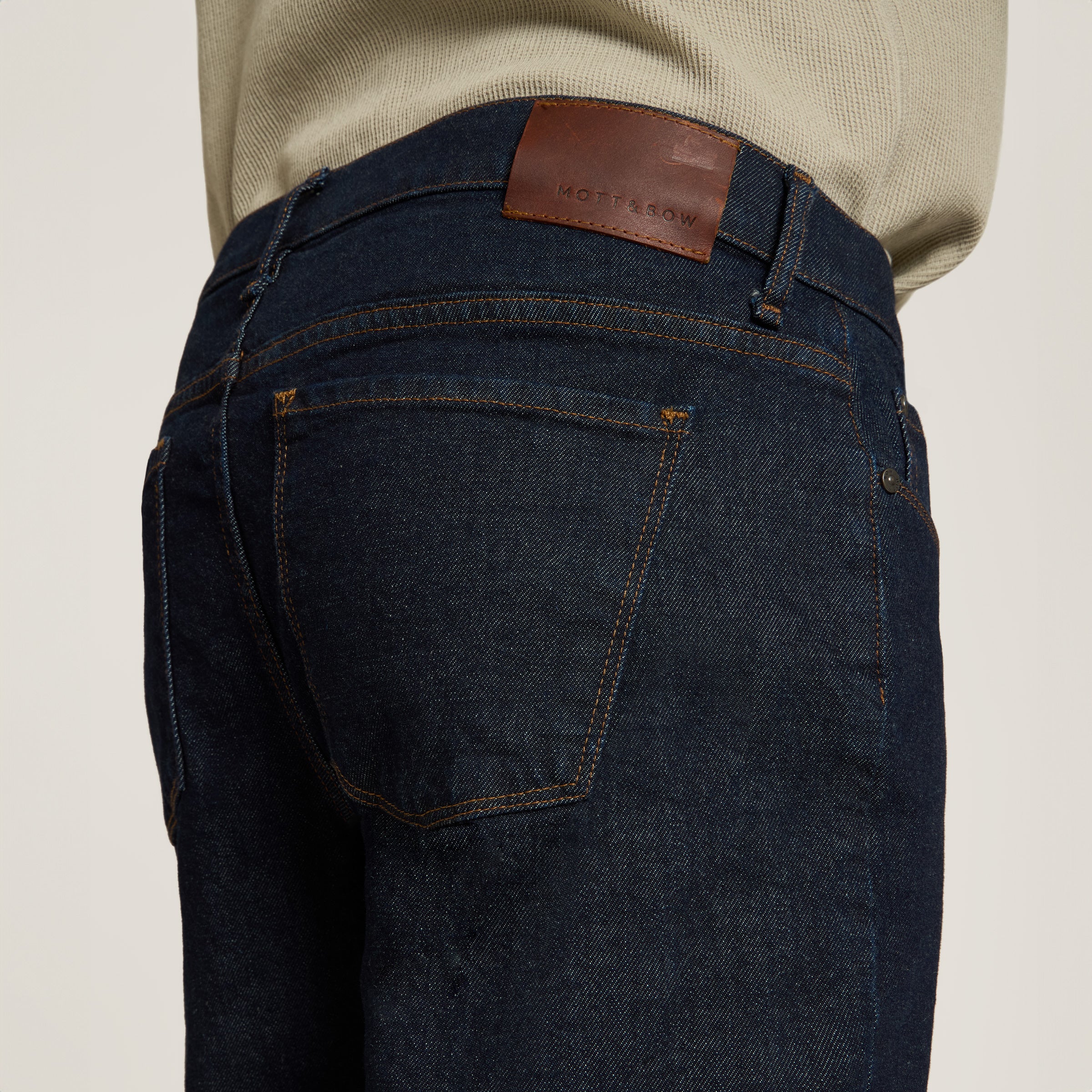 Men wearing Dark Blue Straight Ridge Jeans