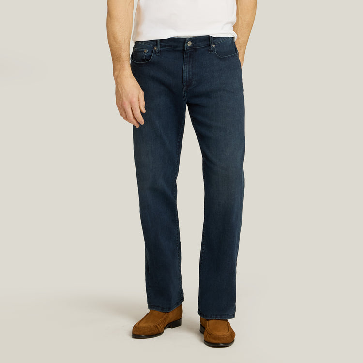 Men wearing Medium/Dark Blue Straight Staple Jeans