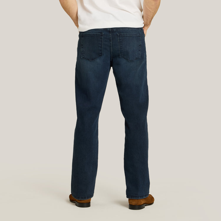 Men wearing Medium/Dark Blue Straight Staple Jeans