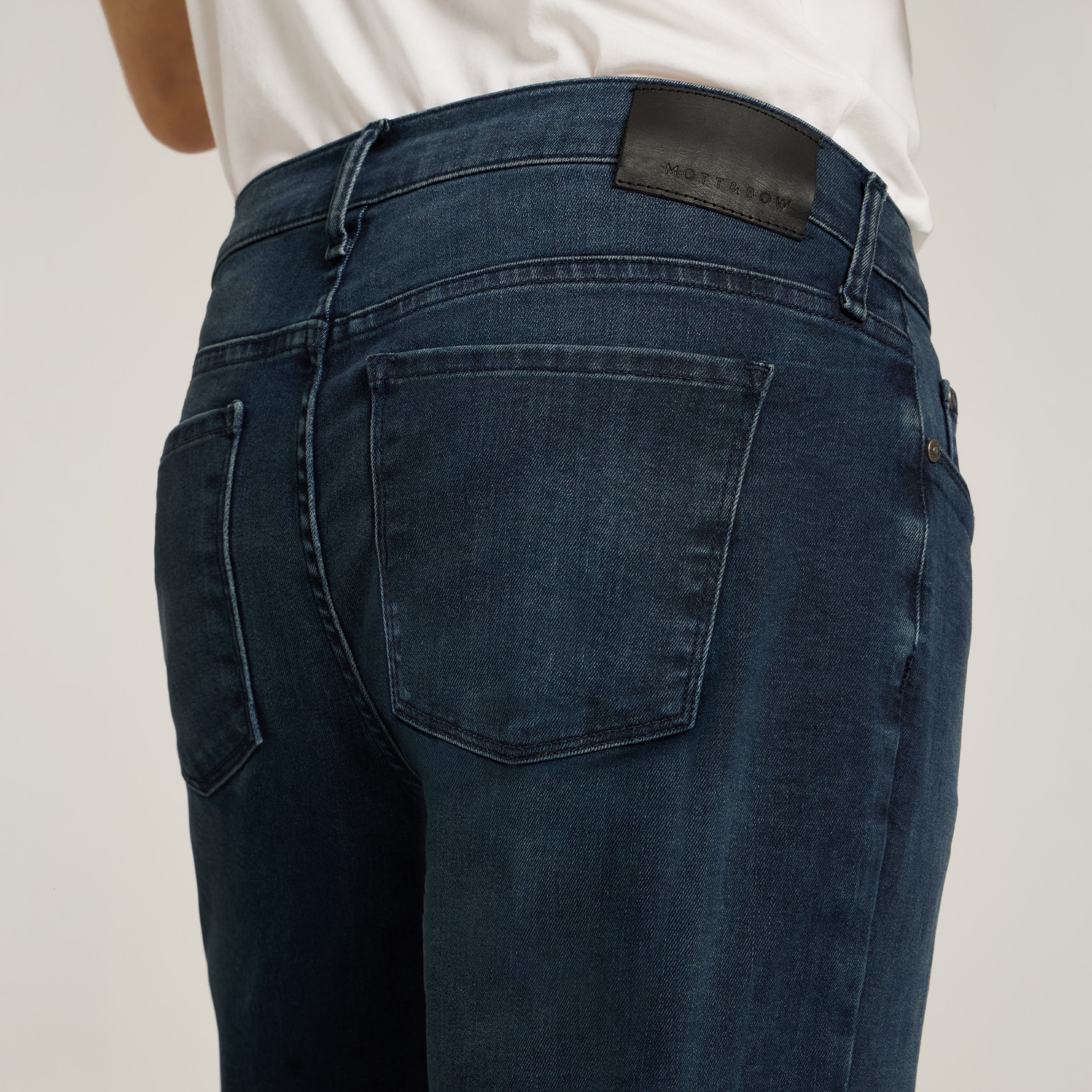 Men wearing Medium/Dark Blue Straight Staple Jeans