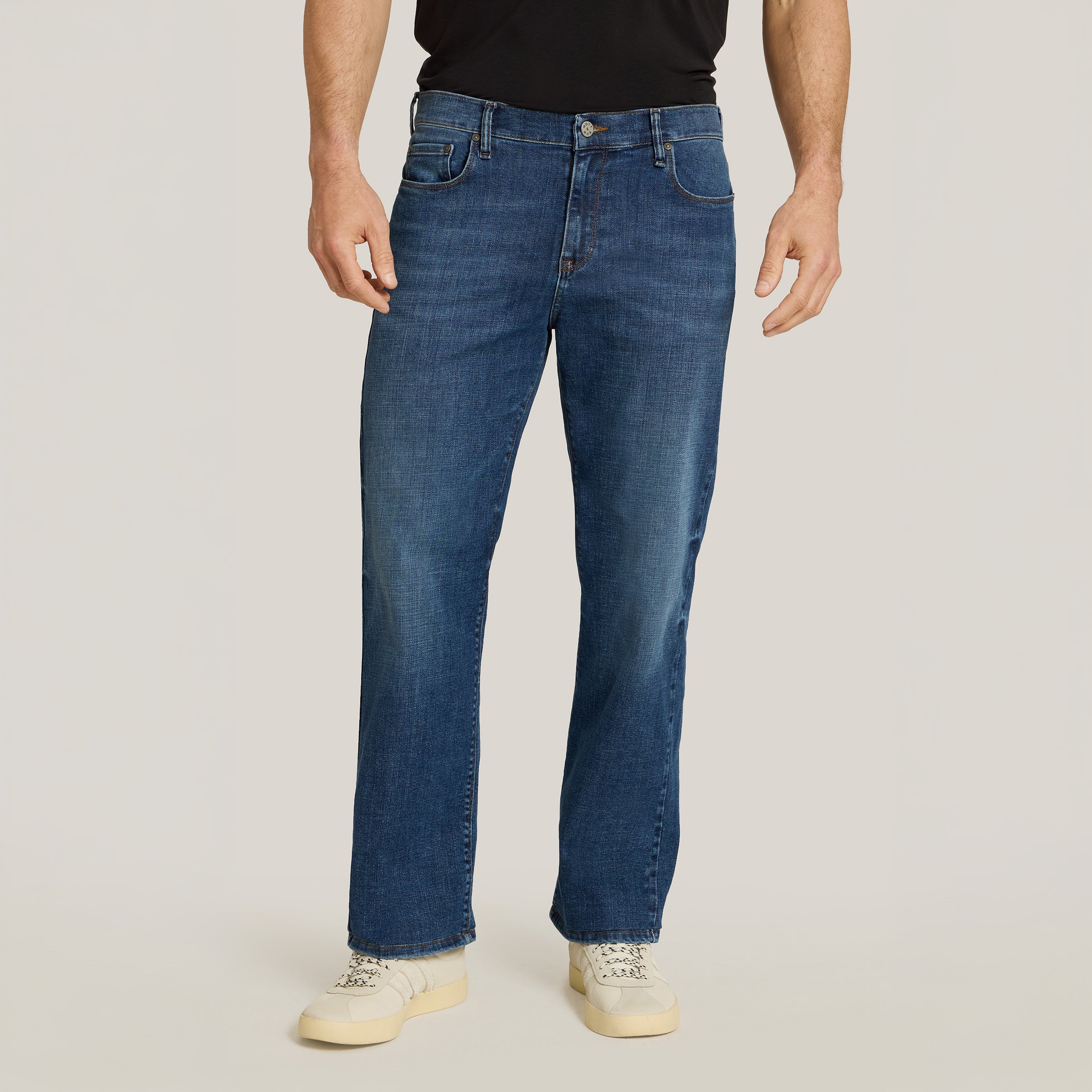 Men wearing Light/Medium Blue Straight Wooster Jeans