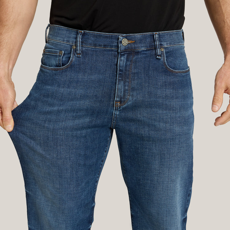 Men wearing Light/Medium Blue Straight Wooster Jeans