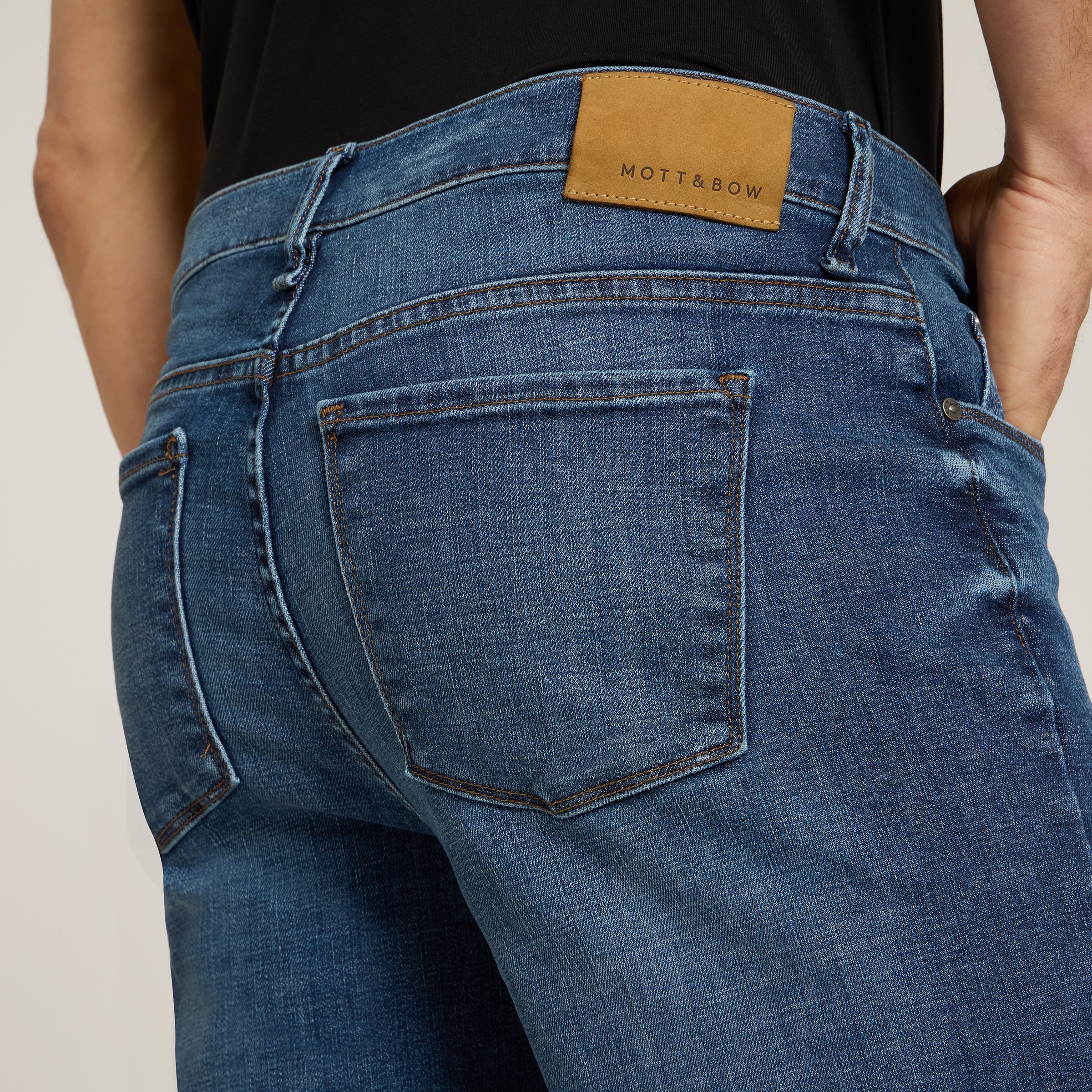 Men wearing Light/Medium Blue Straight Wooster Jeans