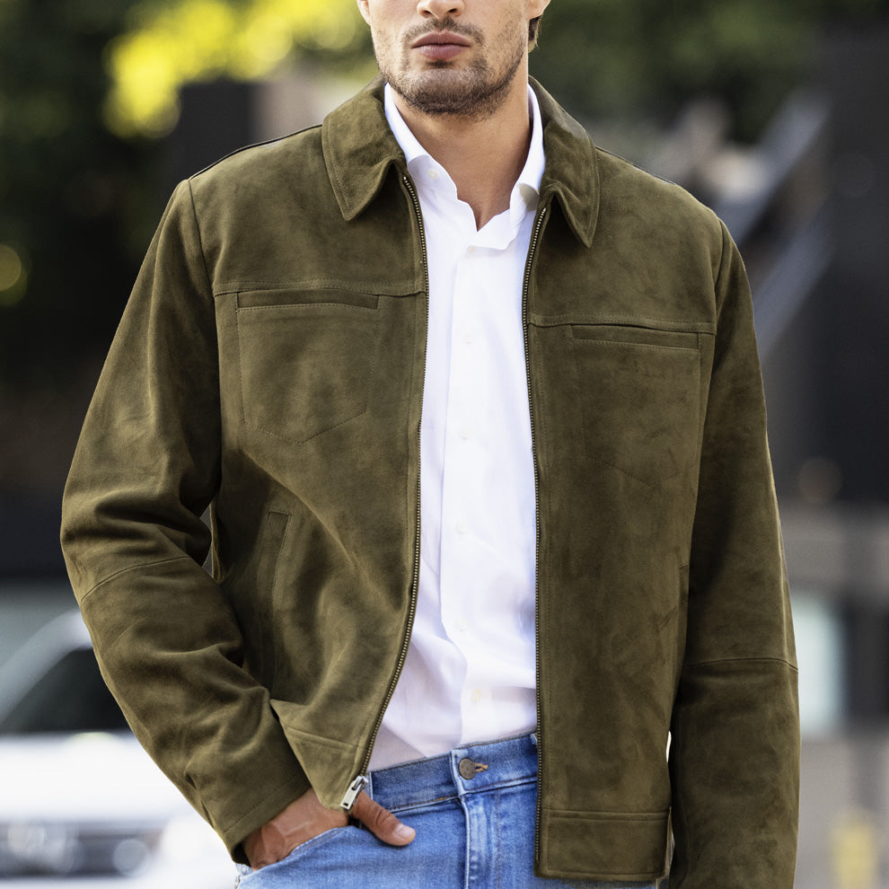 Men Reiss Suede Jacket Suede Jacket Green Shirt Jacket Men Reiss