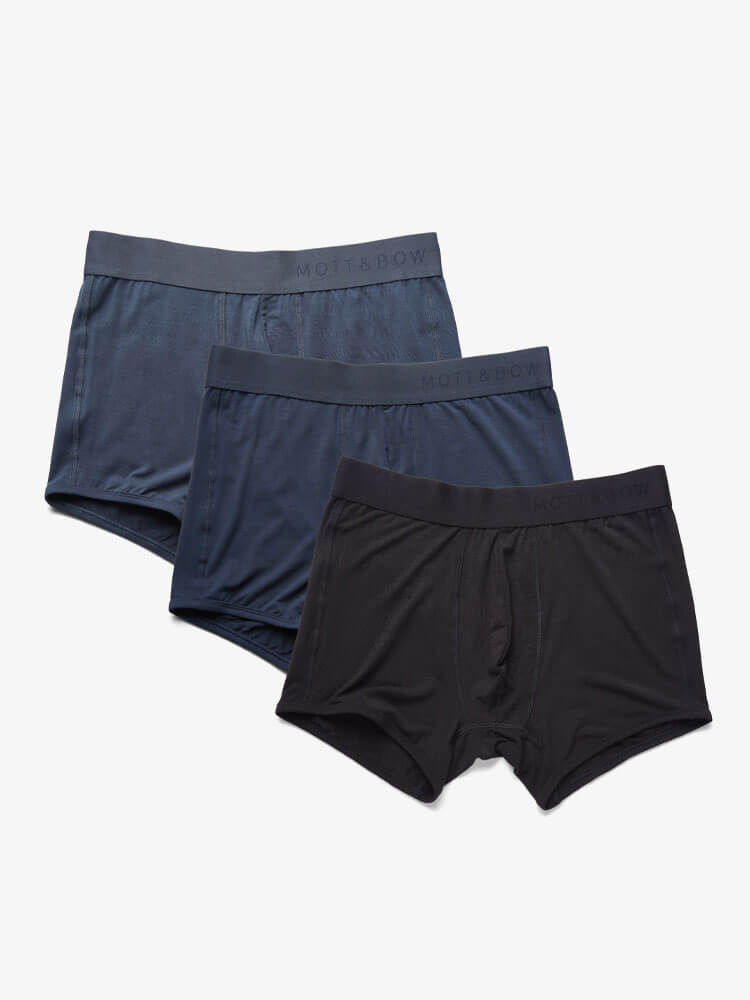 Men wearing Steel Gray/Navy/Black Trunks 3-Pack underwear