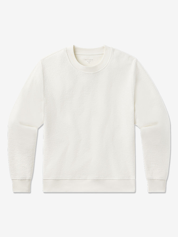 Women wearing Ivory Crew Neck Fleece Sweatshirt