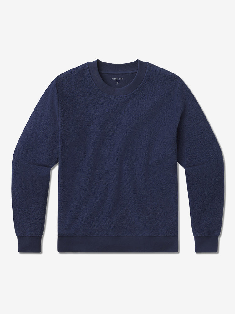 Women wearing Soft Navy Crew Neck Fleece Sweatshirt