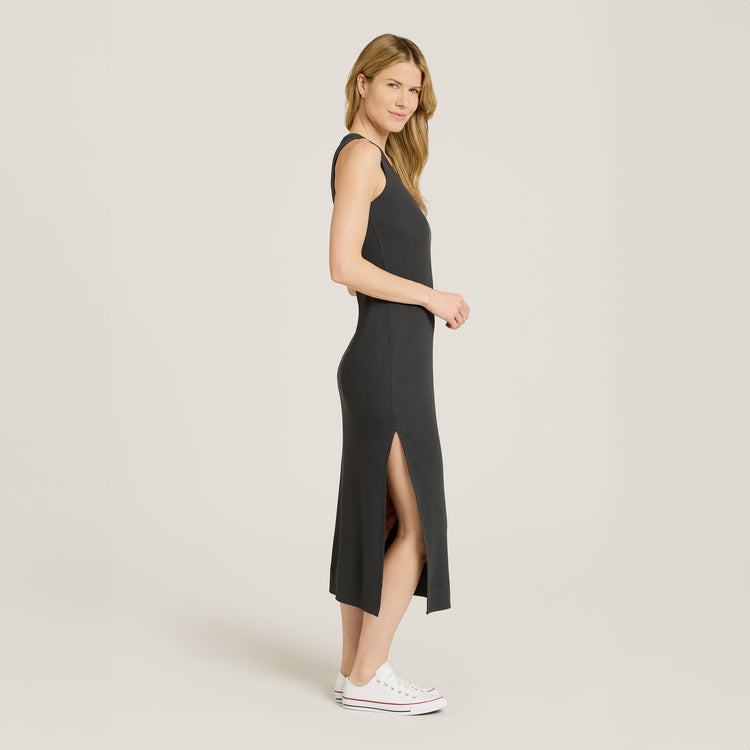 Women wearing Dark Gray Rib Tank Dress